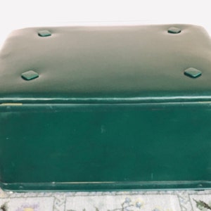 Vintage 1950s Italian  Green  Pearl - Wick Storage Hassock - Ottoman - Mid-Century Modern