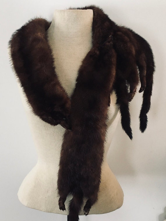 Luxurious 4 Pelt Real Fur Stole - Mid Century - 4… - image 1