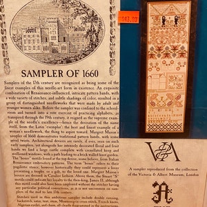 Counted Cross Stitch  Sampler  Kit-  by  The Scarlet Letter  1990-   The Margret Mason Sampler of 1660