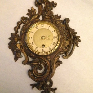 Rococo Wall Clock - Cast Metal - Brass Finish - Germany