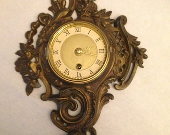 Rococo Wall Clock - Cast Metal - Brass Finish - Germany
