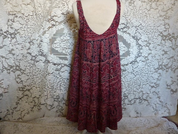 Vintage India summer dress sleeveless burgundy na… - image 4