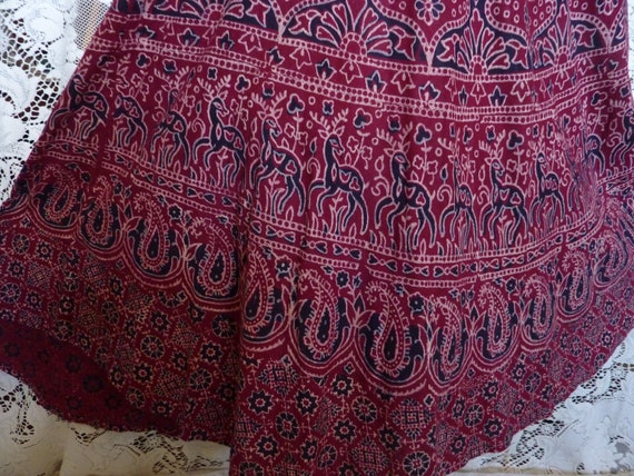Vintage India summer dress sleeveless burgundy na… - image 3