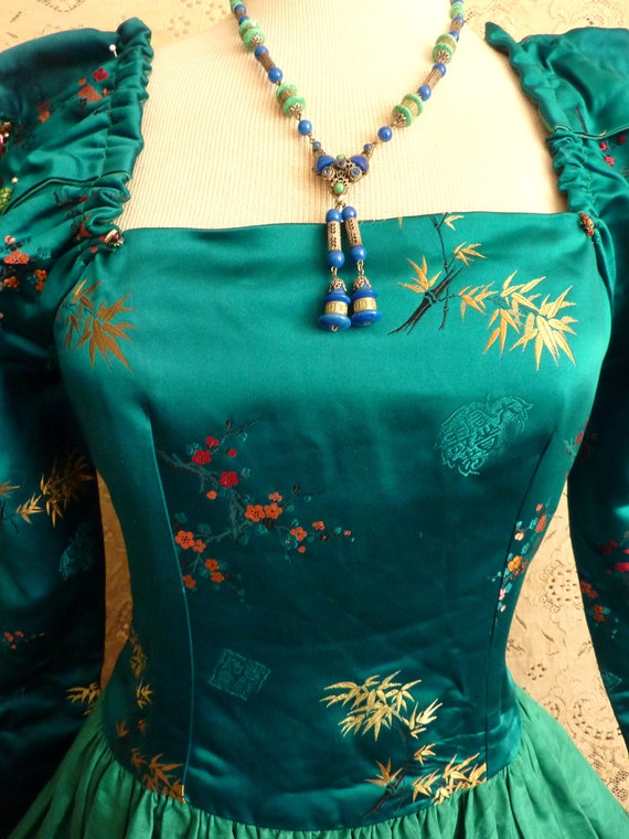 Green Goddess Renaissance costume,  handmade art … - image 7