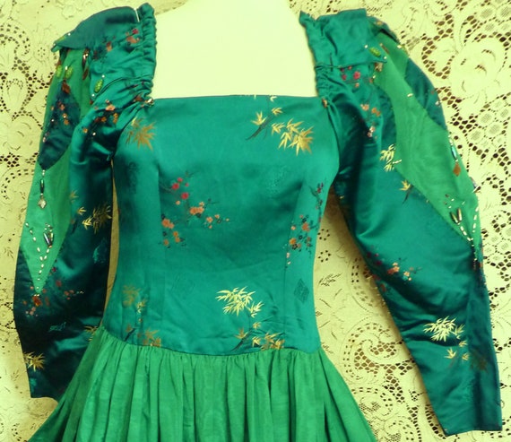 Green Goddess Renaissance costume,  handmade art … - image 1
