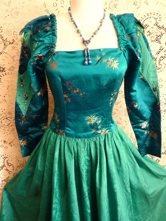 Green Goddess Renaissance costume,  handmade art … - image 2