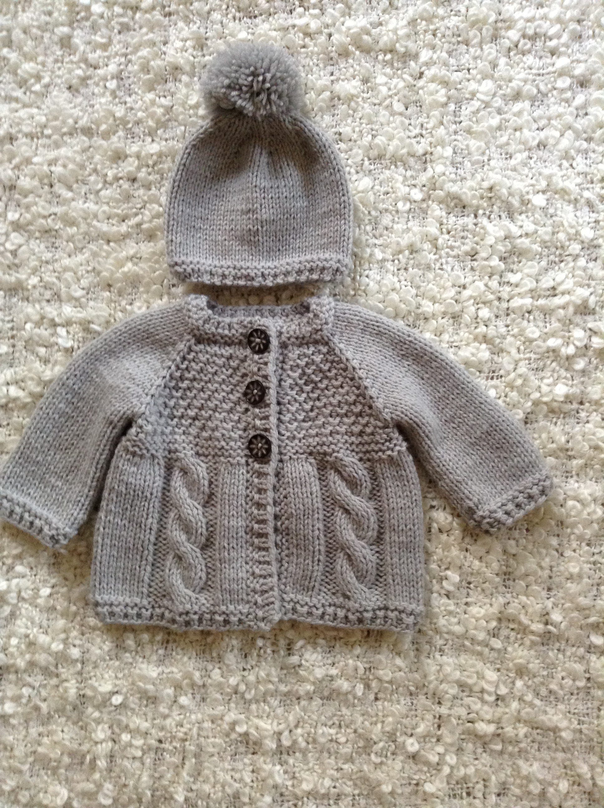 EXPRESS SHIPPING Knit Baby Grey Baby Girl Sweater and Hat | Etsy