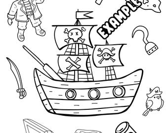Pirate, Coloring Page, Printable, Digital File, Preschool, Pre-k, Pirate Coloring Page, Pirate Digital File, Downloadable, Pirates