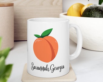 Savannah Georgia Peach Ceramic Mug, 11oz