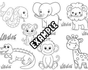 Jungle, Zoo, Coloring Page, Preschool, Pre-k, Coloring Activity, Digital, Download, Jungle Animals, Printable File, Preschool Activity