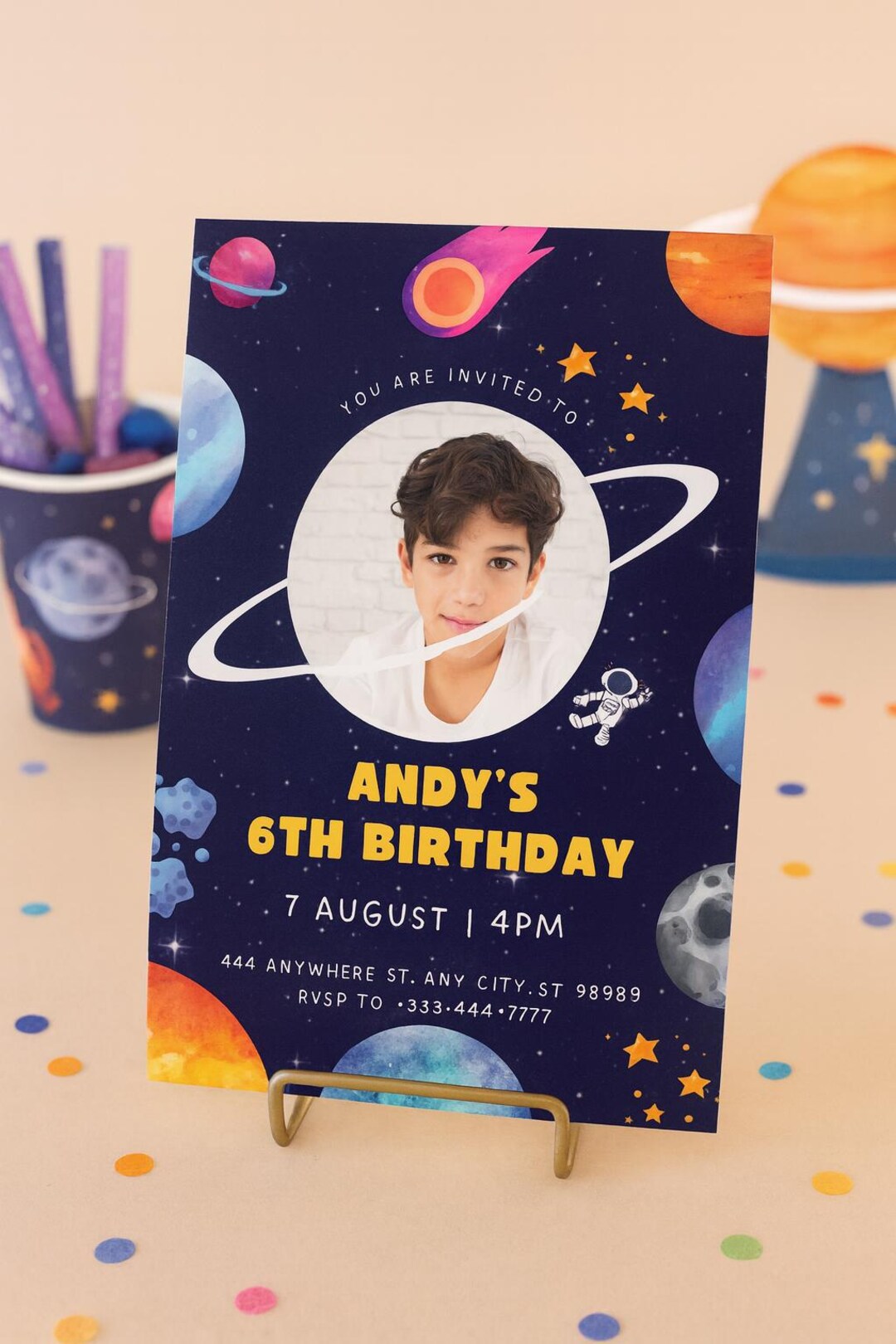 Birthday, Space, Planet, Invitation, Party Invite, Boy, Astronaut, Girl ...