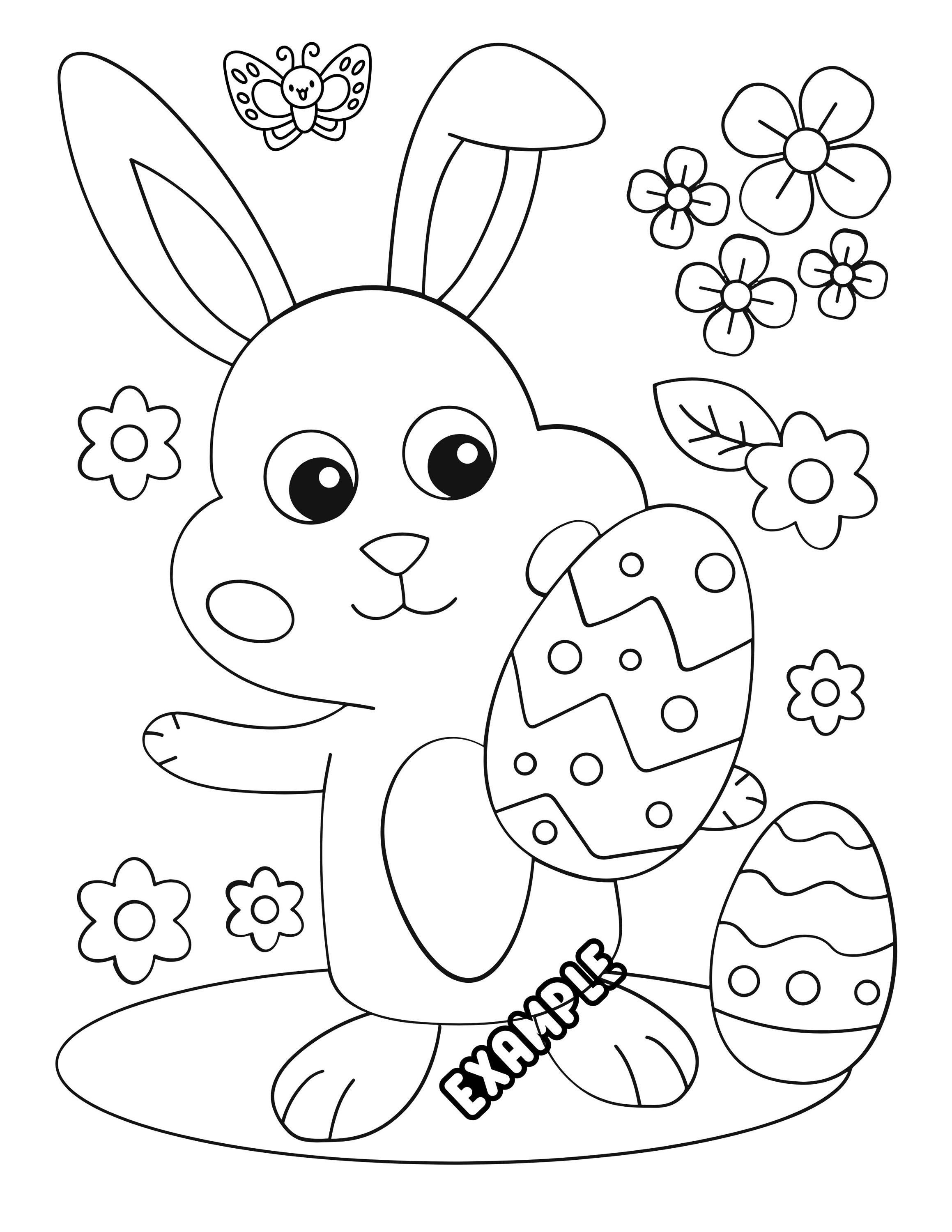 Easter Bunny Coloring Page for Preschool (digital File) - Etsy