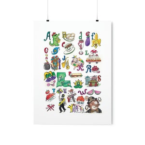 New Orleans Alphabet Art Print: Yat ABCs, Louisiana Poster