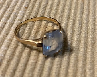Gold ring with sky blue topaz