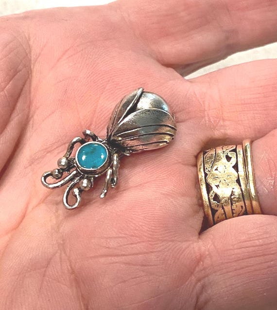 Sterling silver pin, bug, beetle - image 5