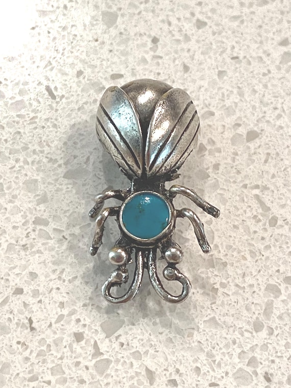 Sterling silver pin, bug, beetle - image 2