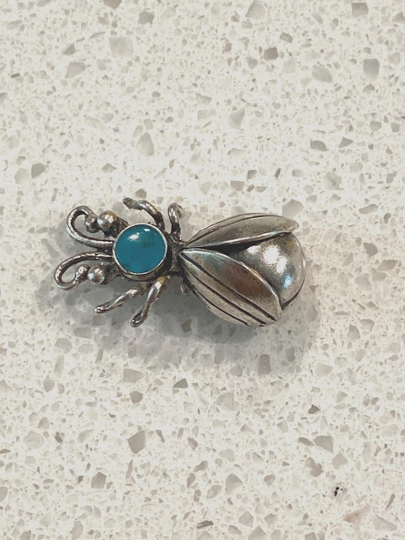 Sterling silver pin, bug, beetle - image 1