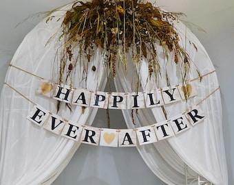 Wooden wedding banner, Rustic wedding sign, Happily Ever After wedding decor, wedding sign, wooden custom banner, wedding garland