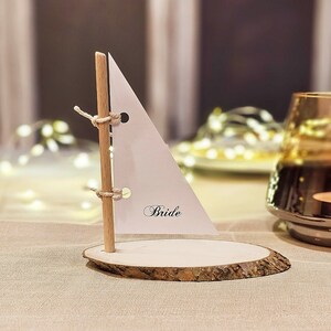 12 pieces of wooden nautical sail boat place card holders, Wedding card holders, name card holders, wooden nautical place card holders image 2
