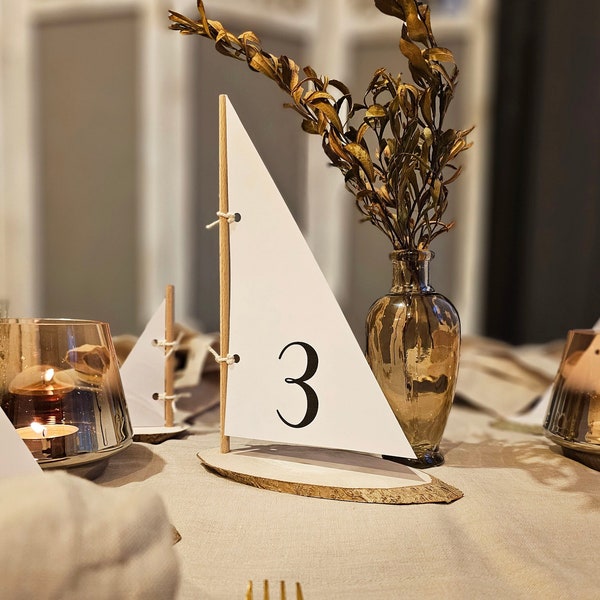 1 porte-numéro de table en bois pour voilier, porte-cartes de mariage, porte-cartes de table, carte de table nautique en bois, numéro de table