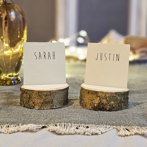 1 sample piece of rustic wooden place card holder, Wedding card holder, name card holder, card holder, wooden holder with bark