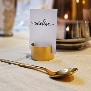 10 stuks rustieke koperen plaatskaarthouders, trouwkaarthouders, naamkaarthouders, gouden naamkaarthouders, metalen tafelkaarthouders