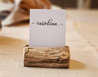 12 pieces of rustic wood place card holders, Wedding card holders, name card holder, rustic naturally aged tree holder, table number holder