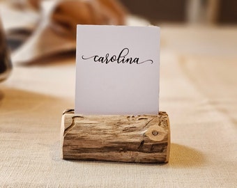 1 piece of rustic wood place card holder, Wedding card holders, name card holder, rustic naturally aged tree holder, table number holder