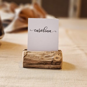 1 piece of rustic wood place card holder, Wedding card holders, name card holder, rustic naturally aged tree holder, table number holder