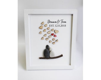 Pebble art, couple picture, customized family picture, pebble couple, Christmas gift, framed stone wall decor, personlized wedding gift