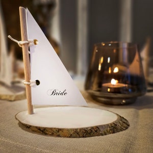 12 piezas de porta tarjetas de lugar de madera con forma de velero náutico, porta tarjetas de boda, porta tarjetas de nombre, porta tarjetas de lugar náuticos de madera