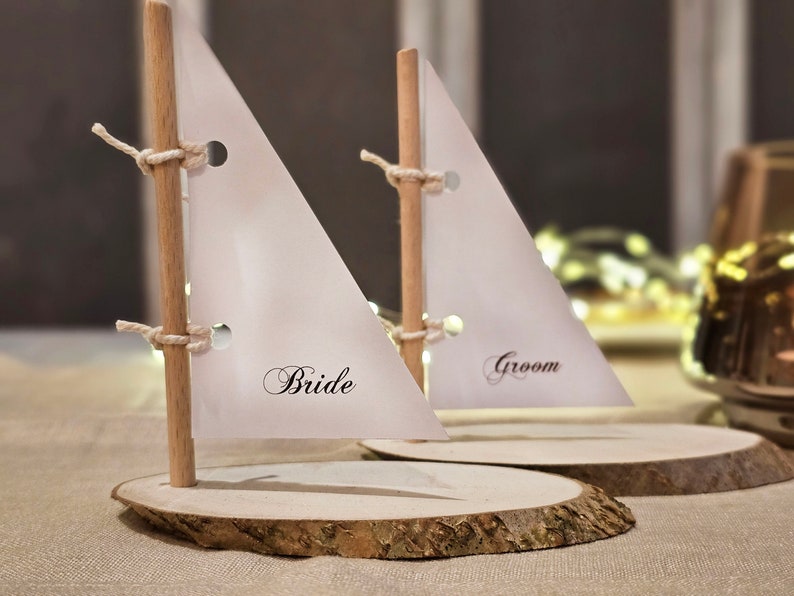 12 pieces of wooden nautical sail boat place card holders, Wedding card holders, name card holders, wooden nautical place card holders image 4