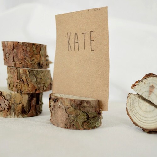 75 pieces rustic pine tree place card holders, Wedding card holders