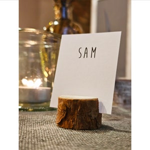 12 pieces of rustic pine tree place card holders, Wedding card holder, name card holder, card holder, wooden card holder with bark