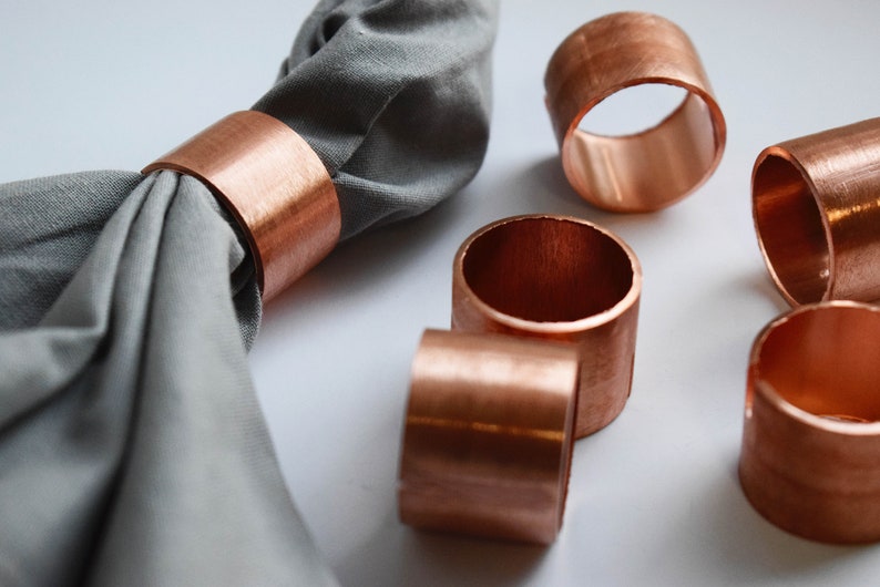 1 piece of rustic copper pipe napkin ring, Wedding napkin rings, napkin holder, copper table setting, housewarming, industrial napkin ring image 7