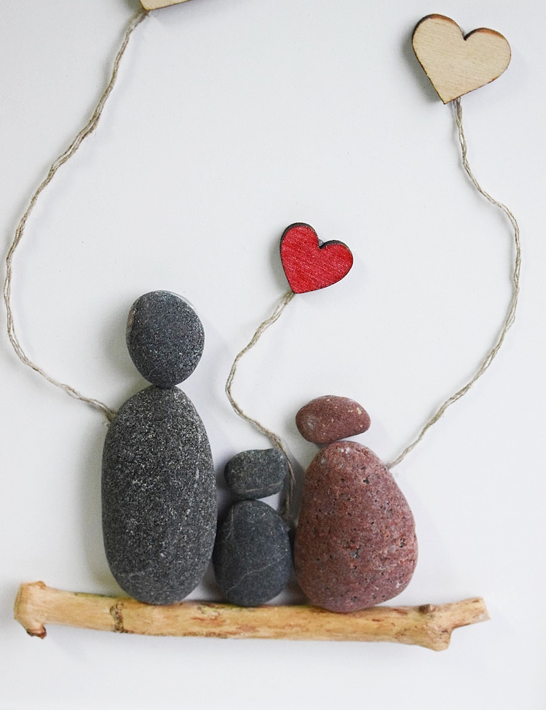 Christmas Gift, Pebble Art, Customized Family Picture, Pebble Family ...