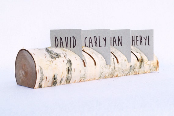 Rustic Birch Tree Place Card Holder Wedding Card Holder Name Etsy