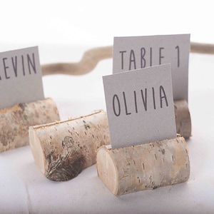 Birch/Cedar Wooden Wedding Party Card Holder Place Picture Photo Table Name Clip 
