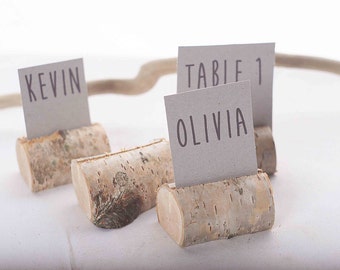 40 pieces rustic birch place card holders, Wedding card holders, name card holders, wooden place card holders, wooden holder with bark