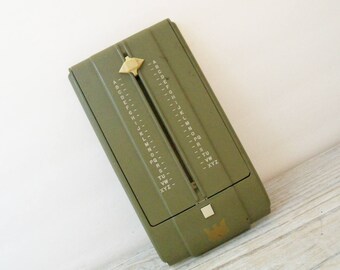 Zephyr Autodex - Rare Vintage USA Military Index Address File Box - Desk Autodex - Army Green 1930s