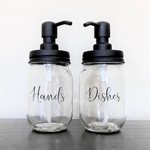 Mason Jar Soap Dispenser: Farmhouse Decor with Black or Stainless Steel Pump