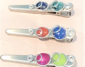 Wire Wrapped Stainless Steel Bag Clip: Beaded Coffee Clip