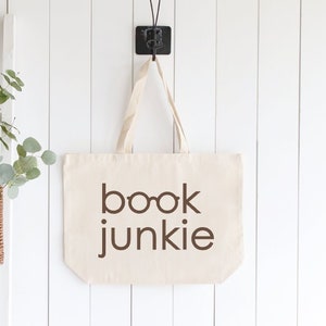 Book Junkie Cotton Canvas Tote Bag: Gift for Readers
