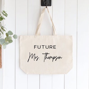 Future Mrs. Name Tote Bag | Bride To Be Tote | Personalized Engagement Gift | Bride Gift Bag | Bridal Shower Gift | Custom Name Bride Gift