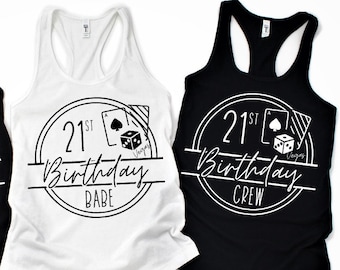 Vegas 21st Birthday Racerback Tank Top: Birthday Crew Shirts