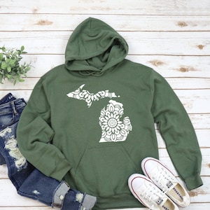 Michigan Mandala Hoodie, State of Michigan Hooded Sweatshirt, Michigan Apparel, Michigan, Michigan Shirt