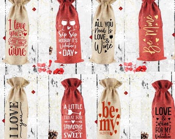 Valentine Wine Gift Bag, Valentine Gift Bag, Wine Bag, Valentine Wine, Love Gift Bag