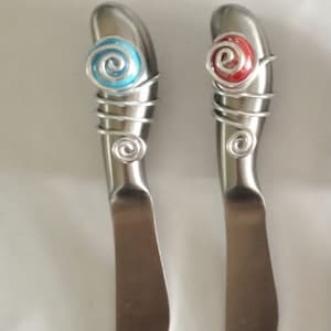 Cheese Spreader With 2 Marbles, Beaded Silverware, Wire Wrapped Utensil,butter  Knife, Spreader, Butter Spreader, Cheese Spreader 