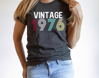 Vintage 1976 T-Shirt: 50th Birthday Gift Tee, Birthday Shirt for Her, Birthday Shirt for Him