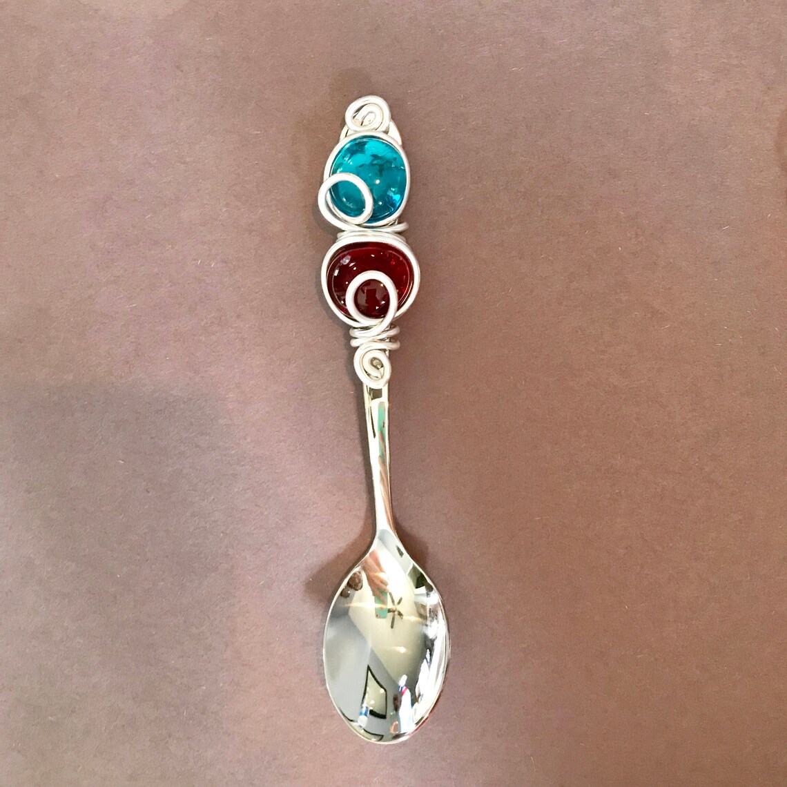 Small Dip Spoon 2 gems Condiment Spoon Wire Wrapped Spoon Etsy